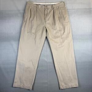 Polo Ralph Lauren Pleated Chino Pants Mens 40x30 Beige Classic Fit Stretch